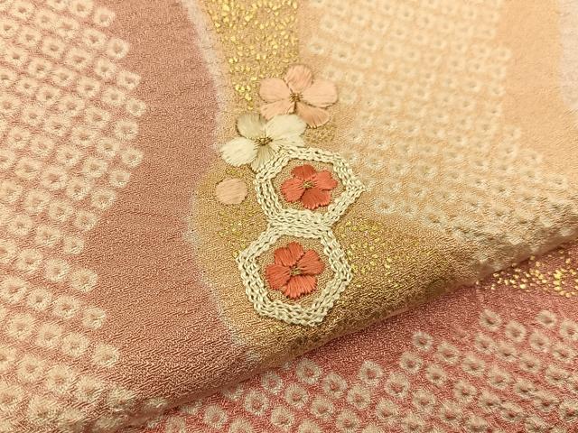 平和屋着物■色留訪問着 絞り 刺繍 道長宝尽くし花文 金銀彩 正絹 逸品 BAAY6750hj