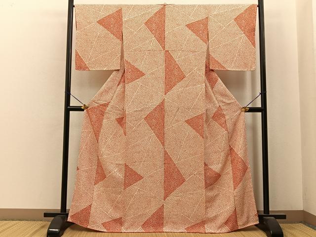 平和屋着物■上質な小紋 切嵌舞桜文 正絹 逸品 未使用 BAAY6774hj