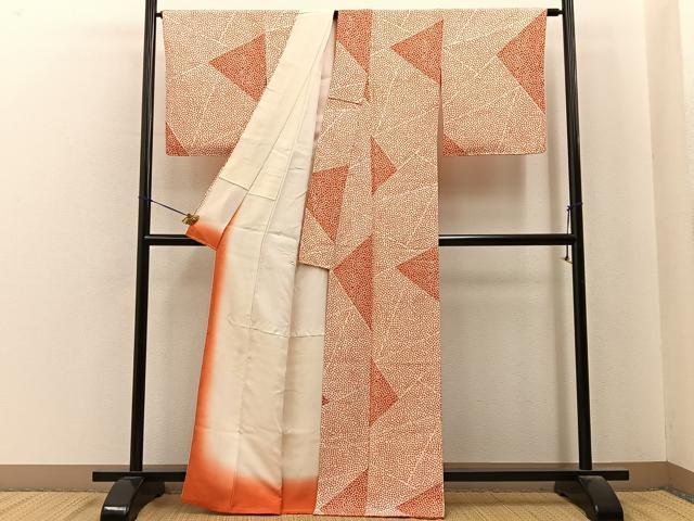 平和屋着物■上質な小紋 切嵌舞桜文 正絹 逸品 未使用 BAAY6774hj
