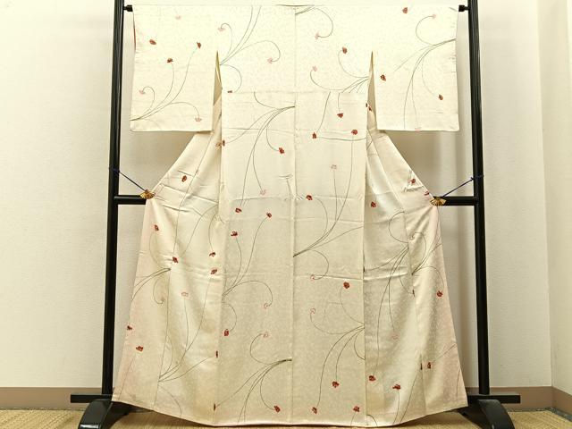 平和屋着物■上質な小紋 草花文 金彩 正絹 逸品 BAAY6775hj