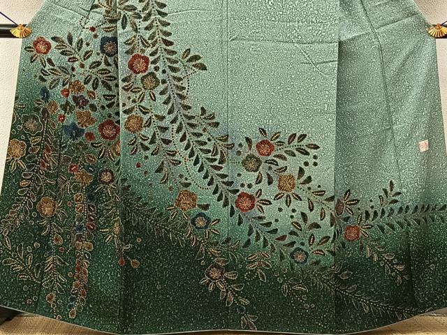 平和屋着物●訪問着 作家物 草花文 暈し染め 金彩 正絹 逸品 BAAY6777hj