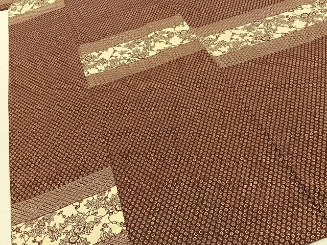 平和屋着物■上質な小紋 型染め 横段草花文 正絹 逸品 BAAY6781hj
