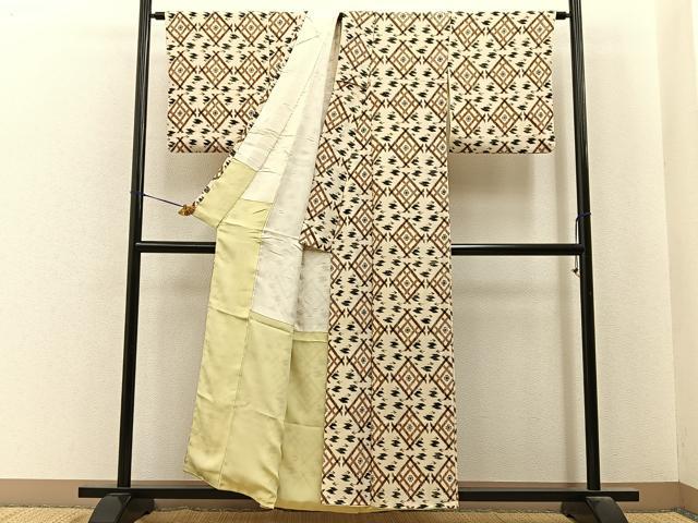 平和屋着物■上質な小紋 吉祥文 鬼しぼ縮緬 正絹 逸品 BAAY6782hj