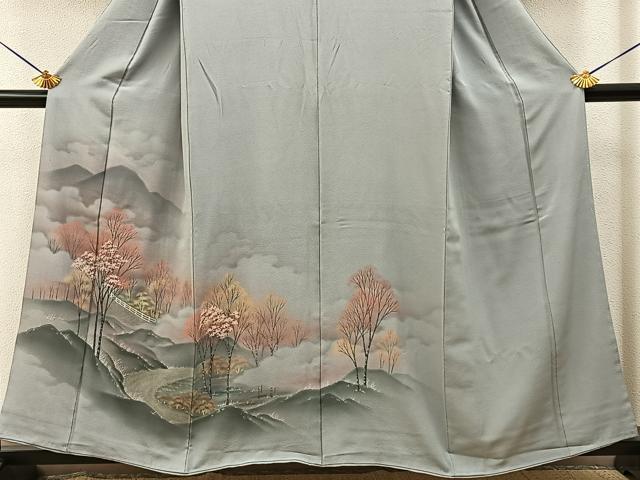 平和屋着物■訪問着 手描き 風景文 暈し染め 正絹 逸品 BAAY6785hj