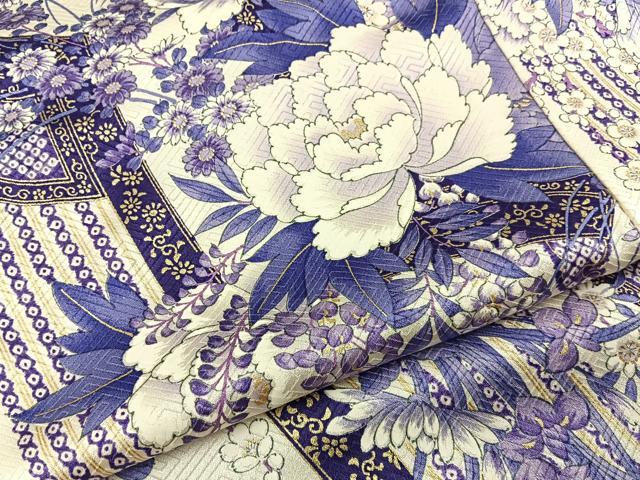 平和屋着物■上質な小紋 琴 草花文 金彩 やまと誂製 正絹 逸品 BAAY6805hj