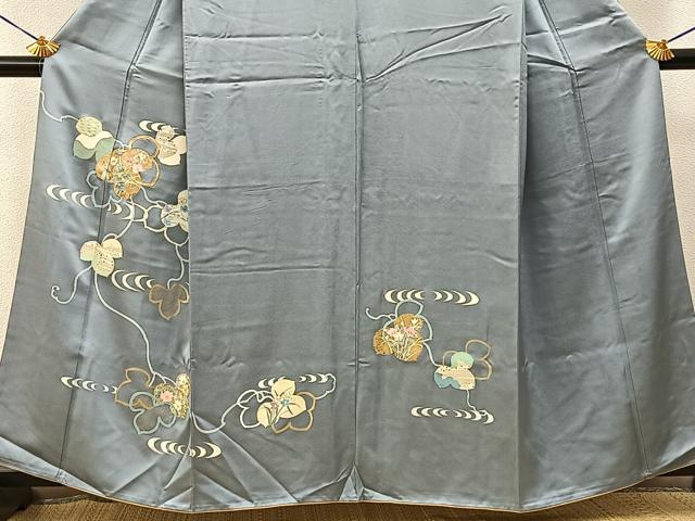 平和屋着物■訪問着 駒刺繍 蔦の葉花文 金彩 正絹 逸品 BAAY6808hj