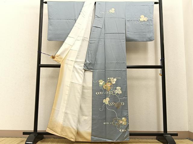 平和屋着物■訪問着 駒刺繍 蔦の葉花文 金彩 正絹 逸品 BAAY6808hj