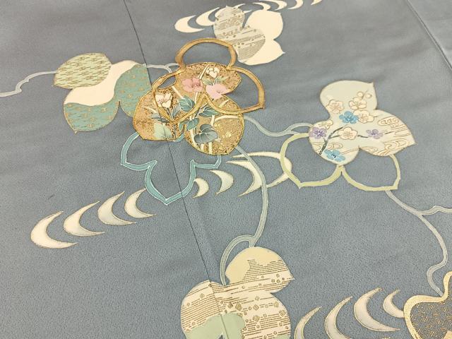 平和屋着物■訪問着 駒刺繍 蔦の葉花文 金彩 正絹 逸品 BAAY6808hj