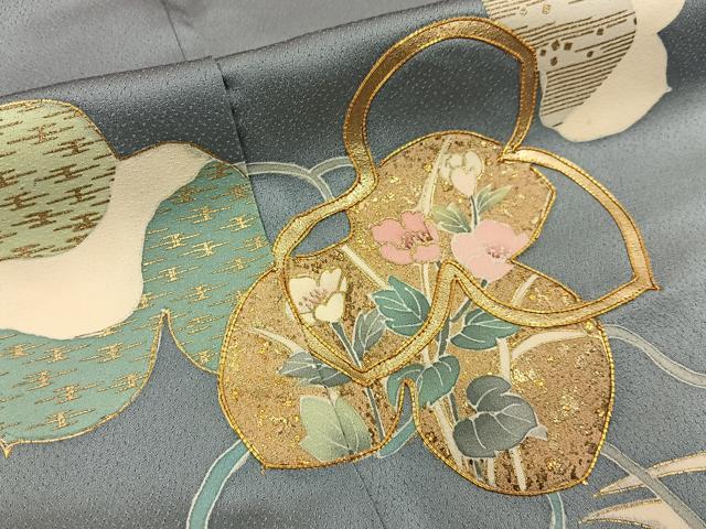 平和屋着物■訪問着 駒刺繍 蔦の葉花文 金彩 正絹 逸品 BAAY6808hj