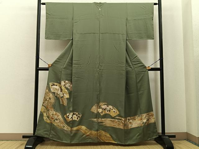 平和屋着物■豪華色留袖 地紙花文 金彩 正絹 逸品 BAAY6811hj