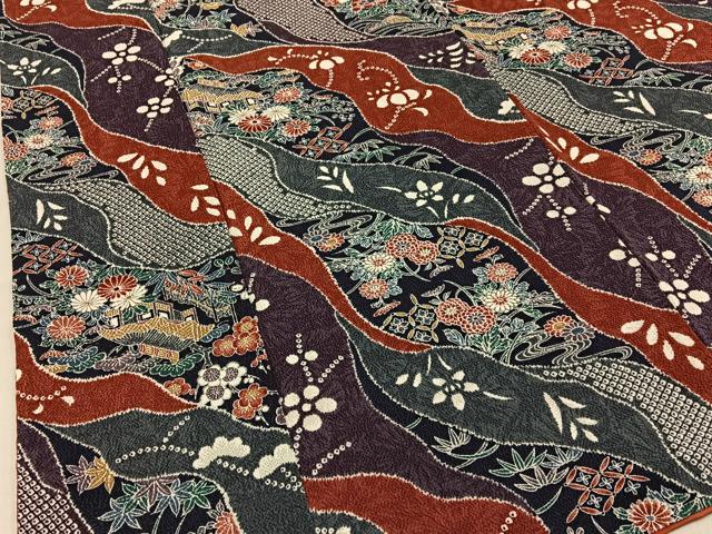 平和屋着物■上質な小紋 道長御所解文 鬼しぼ縮緬 正絹 逸品 BAAY6812hj