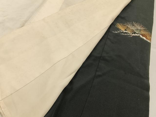 平和屋着物■豪華黒留袖 総刺繍 松に尾長鶏 金糸 正絹 逸品 BAAY6813hj