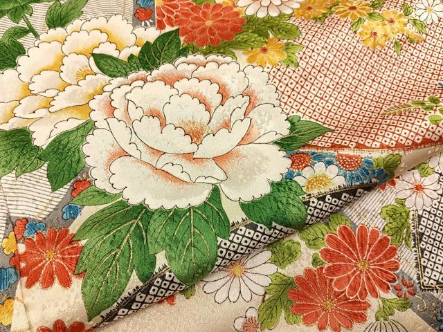 平和屋着物■上質な小紋 地紙鹿の子花文 金彩 正絹 逸品 BAAY6814hj
