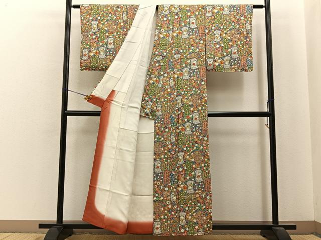 平和屋着物■上質な小紋 立涌吉祥花文 正絹 逸品 未使用 BAAY6816hj