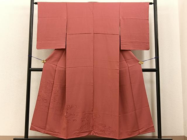 平和屋着物■色留訪問着 浜松地紋 赤丹色 正絹 逸品 BAAY6822hj