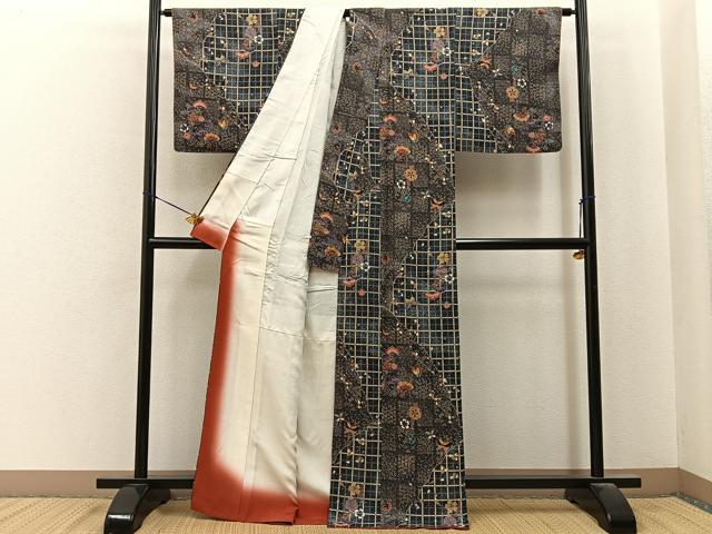 平和屋着物■上質な小紋 花蝶文 金彩 正絹 逸品 BAAY6843hj
