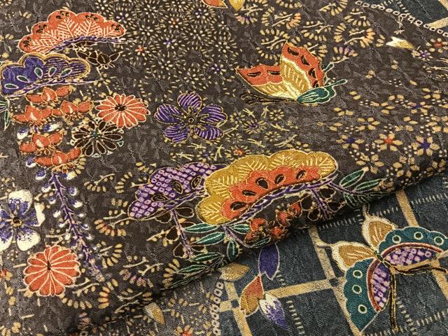 平和屋着物■上質な小紋 花蝶文 金彩 正絹 逸品 BAAY6843hj