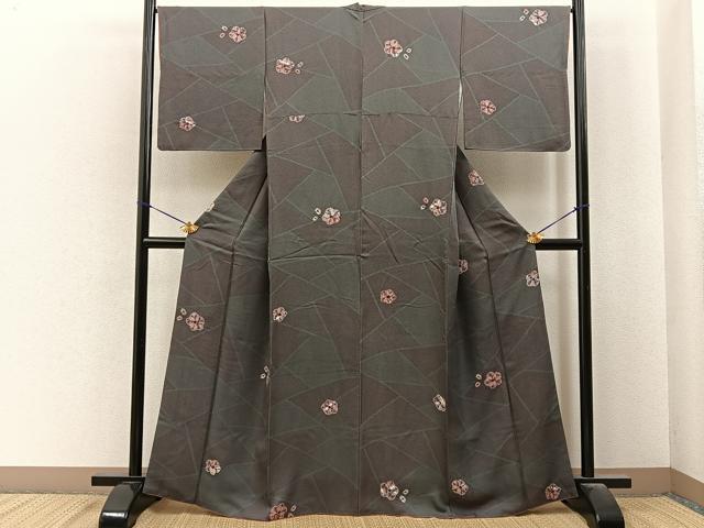 平和屋着物■上質な小紋 絞り 切嵌梅文 正絹 逸品 BAAY6849hj