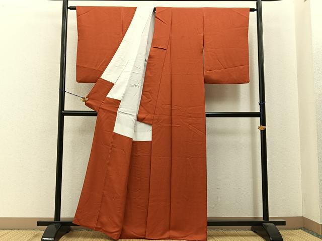 平和屋着物■上質な色無地 作家物 草木染 丹色 正絹 逸品 BAAY6858hj