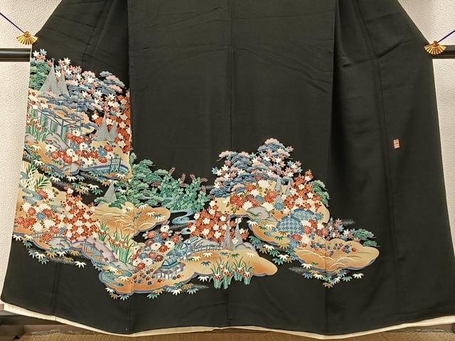 平和屋着物■豪華黒留袖 友禅 作家物 松竹梅 御所解文 正絹 逸品 BAAY6860hj