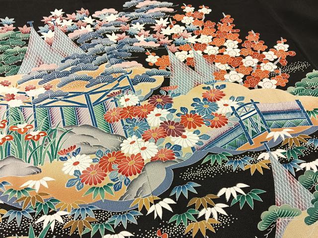 平和屋着物■豪華黒留袖 友禅 作家物 松竹梅 御所解文 正絹 逸品 BAAY6860hj