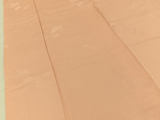 平和屋着物●上質な色無地 蔦の葉地紋 赤香色 正絹 逸品 BAAY6875hj