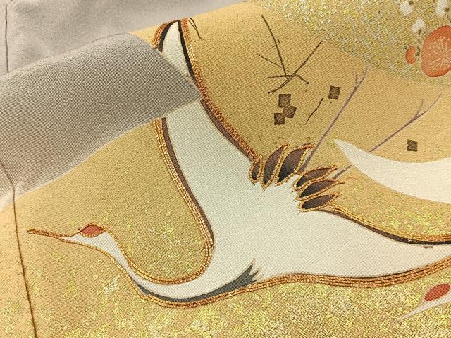 平和屋着物■豪華色留袖 駒刺繍 松竹梅飛鶴文 暈し染め 金彩 正絹 逸品 未使用 BAAY6878hj
