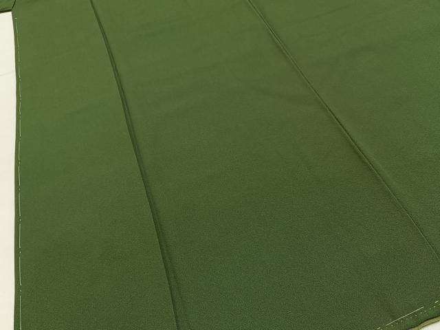平和屋着物■上質な色無地 海松色 反端付き 正絹 逸品 未使用 BAAY6896hj