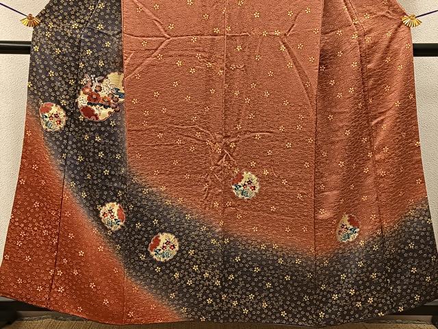 平和屋着物●訪問着 雪輪秋草文 暈し染め 金彩 正絹 逸品 BAAY6899hj