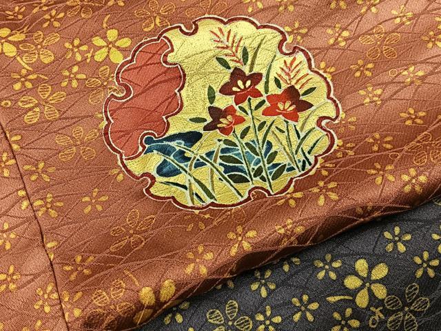 平和屋着物●訪問着 雪輪秋草文 暈し染め 金彩 正絹 逸品 BAAY6899hj