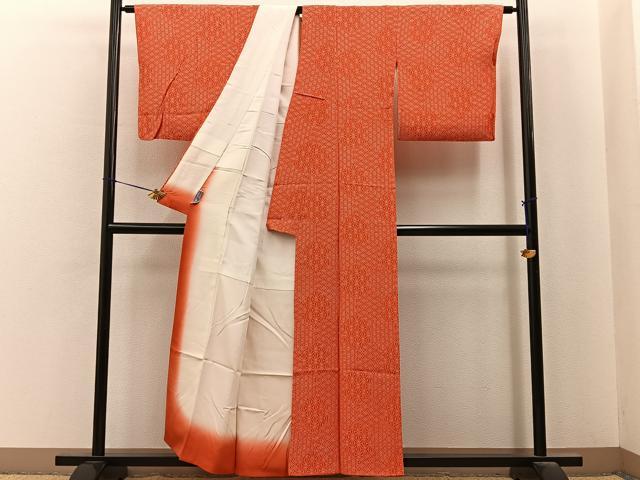 平和屋着物■上質な小紋 変わり麻の葉文様 正絹 逸品 BAAY6911hj