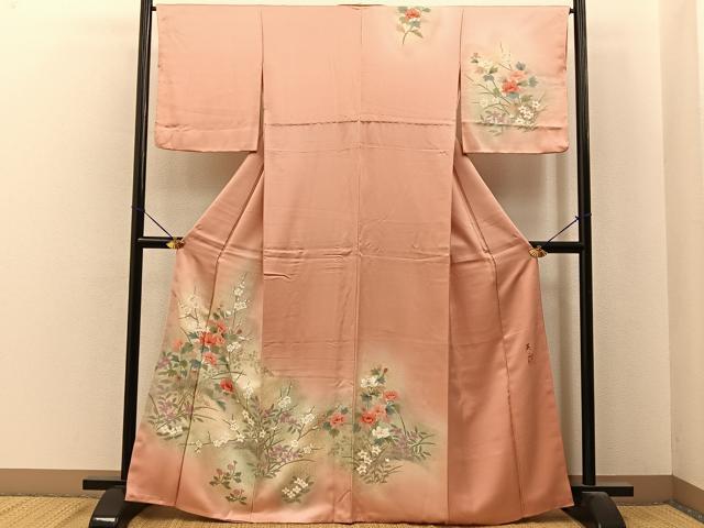 平和屋着物■訪問着 作家物 草花文 暈し染め 金彩 正絹 逸品 BAAY6920hj