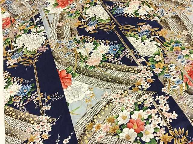 平和屋着物■上質な小紋 熨斗草花文 金彩 正絹 逸品 BAAY6934hj