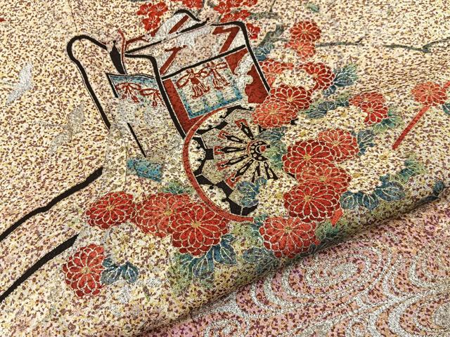 平和屋着物●訪問着 飛鶴御所車花文 暈し染め 金銀彩 正絹 逸品 BAAY6937hj