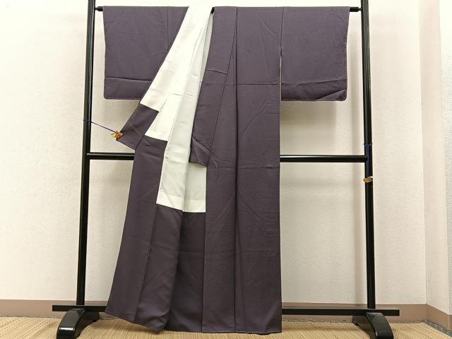 平和屋着物●上質な色無地 花地紋 紫鼠色 正絹 逸品 未使用 BAAY6954hj