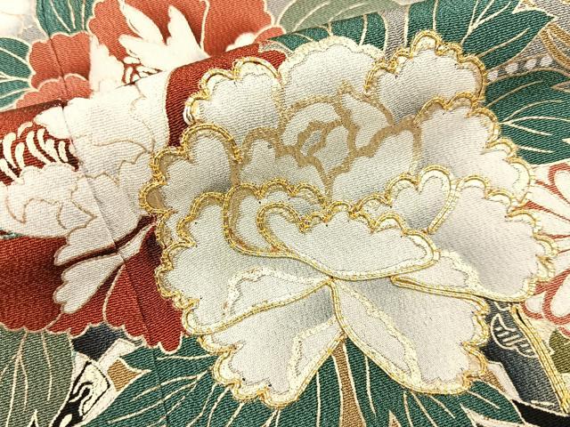 平和屋着物■豪華黒留袖 駒刺繍 松竹梅 花車文 金彩 正絹 逸品 BAAY6963hj