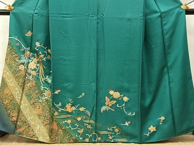 平和屋着物●訪問着 鳳凰花蝶文 暈し染め 金銀彩 正絹 逸品 BAAY6964hj