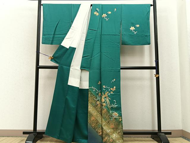 平和屋着物●訪問着 鳳凰花蝶文 暈し染め 金銀彩 正絹 逸品 BAAY6964hj
