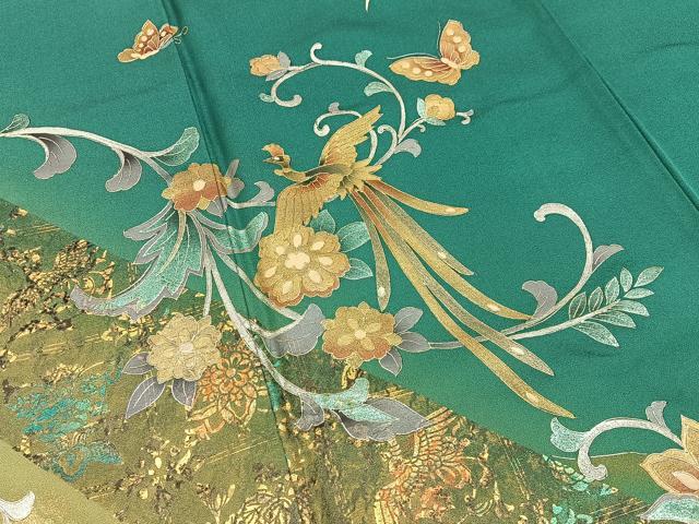 平和屋着物●訪問着 鳳凰花蝶文 暈し染め 金銀彩 正絹 逸品 BAAY6964hj