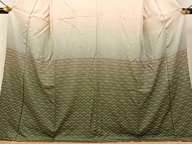 平和屋着物●訪問着 芝草文 暈し染め 金彩 ロング丈 正絹 逸品 BAAY6967hj