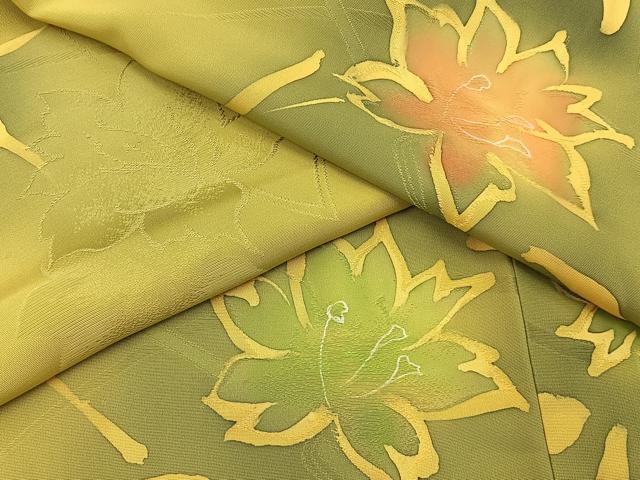 平和屋着物●上質な小紋 地紋起こし 草花文 暈し染め 正絹 逸品 BAAY6980hj