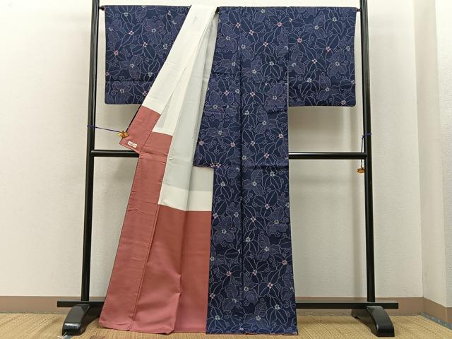 平和屋着物■上質な紬 草花尽くし やまと誂製 正絹 逸品 BAAY6984hj