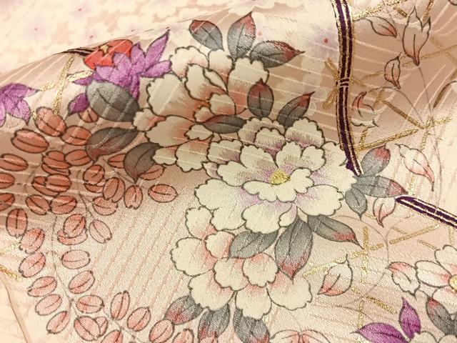 平和屋着物■上質な小紋 竹垣花文 金彩 やまと誂製 ロング丈 正絹 逸品 BAAY6985hj