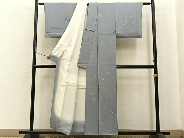 平和屋着物■中国三大刺繍 相良刺繍 訪問着 絞り 吹き寄せ文 金糸 正絹 逸品 BAAY6986hj