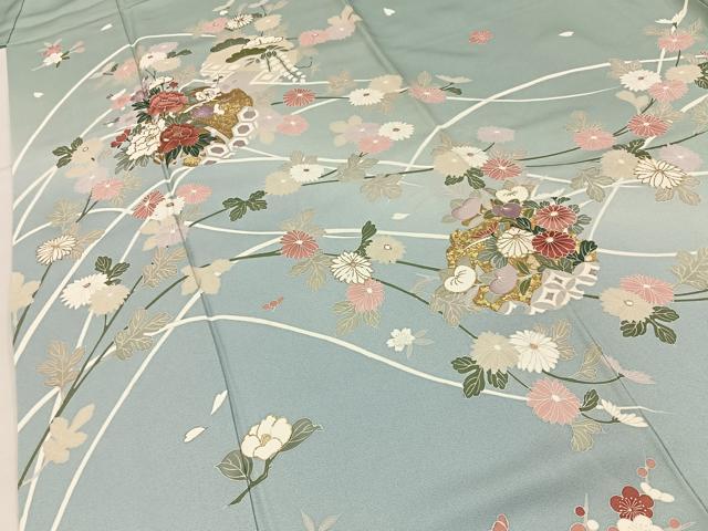 平和屋着物●訪問着 雪輪吉祥花文 暈し染め 金彩 正絹 逸品 BAAY6988hj