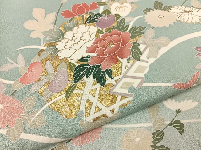 平和屋着物●訪問着 雪輪吉祥花文 暈し染め 金彩 正絹 逸品 BAAY6988hj