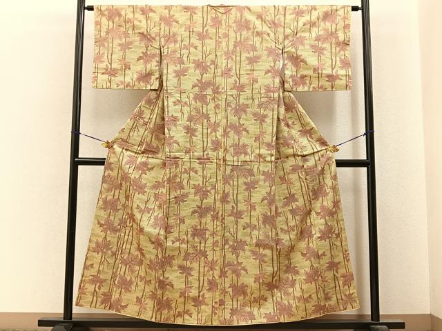 平和屋着物■上質な紬 草葉文 正絹 逸品 BAAY6990hj