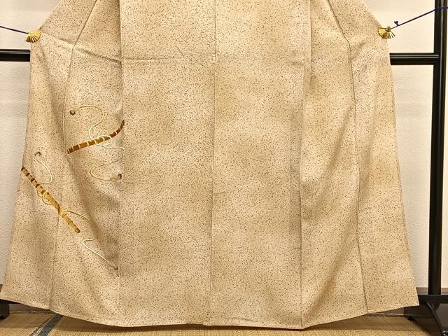 平和屋着物▽訪問着 単衣 総刺繍 駒刺繍 横笛文 暈し染め 金糸 正絹 逸品 BAAY7077hv