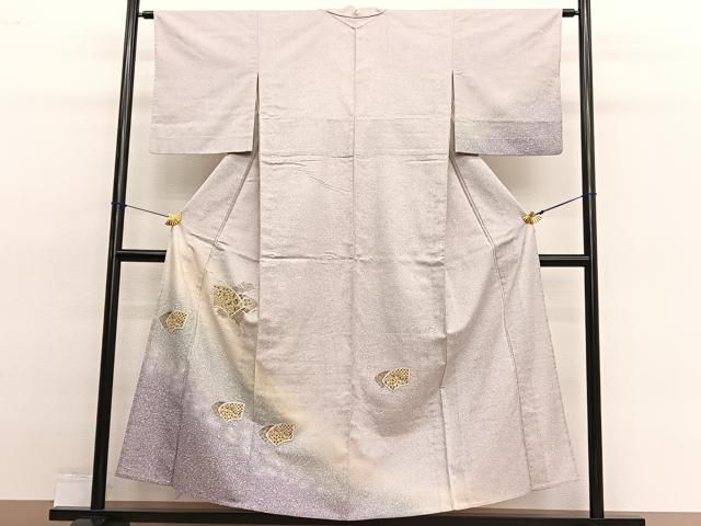 平和屋着物▽中国三大刺繍 スワトウ刺繍 総刺繍 訪問着 単衣 紬地 地紙宝相華 金彩 正絹 逸品 BAAY7346hv