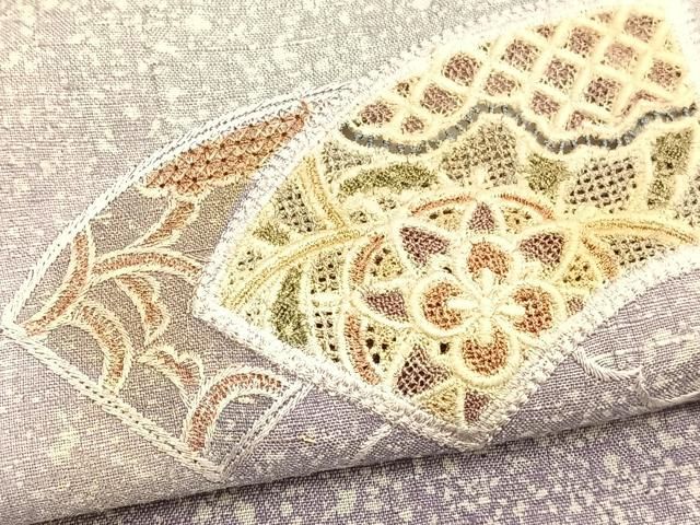 平和屋着物▽中国三大刺繍 スワトウ刺繍 総刺繍 訪問着 単衣 紬地 地紙宝相華 金彩 正絹 逸品 BAAY7346hv